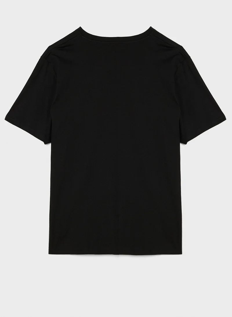 جاك اند جونز Plus Size Logo Crew Neck T-Shirt