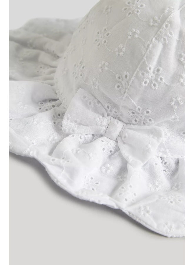 mothercare White Broderie UPF50+ Sun Hat  - Image 1
