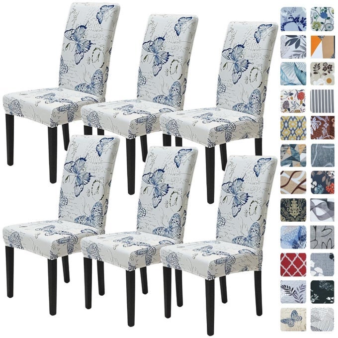 Chair Covers for Dining Room 6 Pack Stretch Dining Chair Cover Spandex Kitchen Parsons Chair Slipcovers Washable Seat Protector for Home or Party Set of 6 The Fairy Butterfly