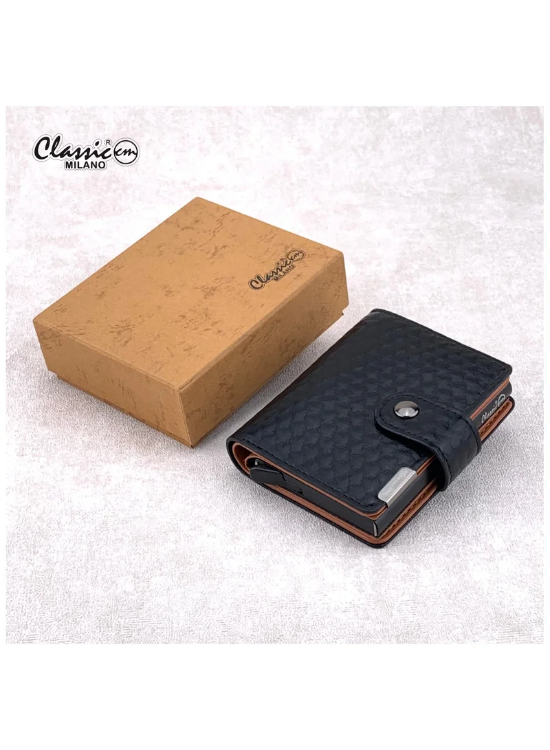 كلاسيك ميلانو محفظة Classic Milano من الجلد الصناعي مزودة بتقنية حجب RFID للرجال والنساء | حامل بطاقات بآلية إخراج تلقائية (Pop-Up) | محفظة لحفظ بطاقات الائتمان للرجال والنساء