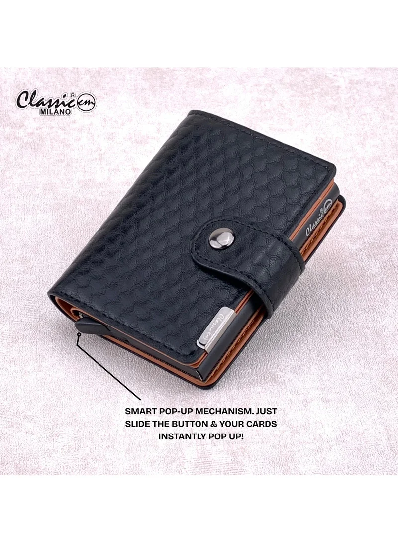 Classic Milano Black (W-956-2#-1556) Classic Milano RFID Blocking Faux Leather Wallet for Men and Women | Card Holder Wallet Pop-up, Credit Card Holder for Men | Wallet for Men & Women’s Card Wallet for Men | Best Price UAE