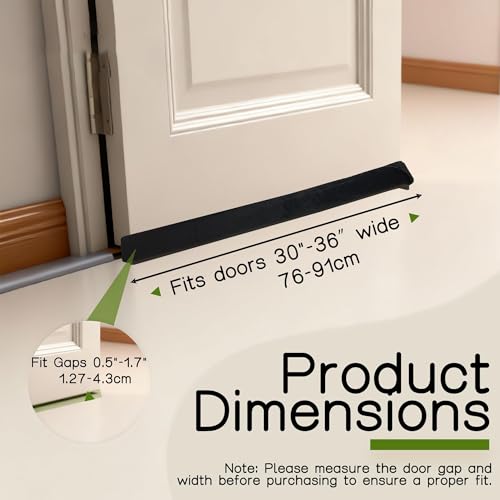 OUTTDID Under Door Draft Stopper Door, Sweep Weather Stripping, Double-Sided Windproof Seal Noise Blocker Window Breeze Blocker, Adjustable 30'' to 36'' Gap Filler, Black - Image 2