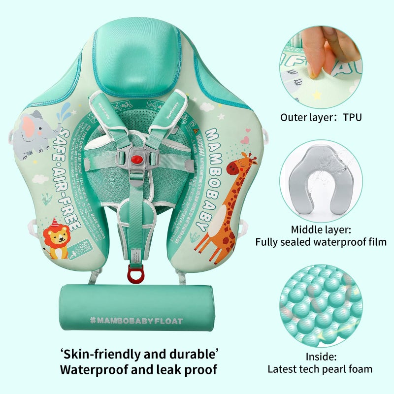 V Convey Big Buoyancy and Comfort Mambobaby Float with Canopy and Tail New Upgraded Non-Inflatable Baby Pool Float Mambo Float Swim Trainer Solid Infant Swim Float Adjustable Pearl Foam Baby Swim Ring - Image 2