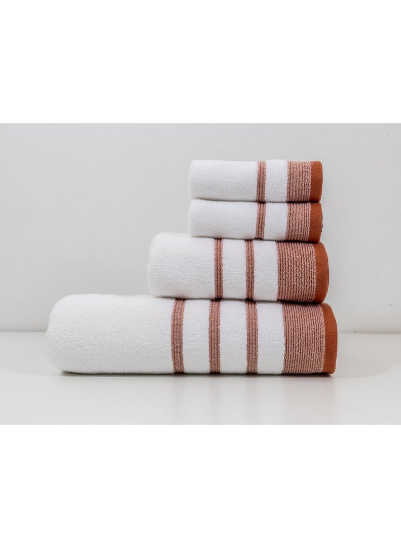 بالتيك لينين طقم مناشف إليسيان من أربع قطع - ٥٥٠ جرامًا للمتر المربع | قطن ناعم وعالي الامتصاص | ٥٠×٩٠ سم، ٧٠×١٤٠ سم، ٣٣×٣٣ سم من بالتيك لينين - Image 1