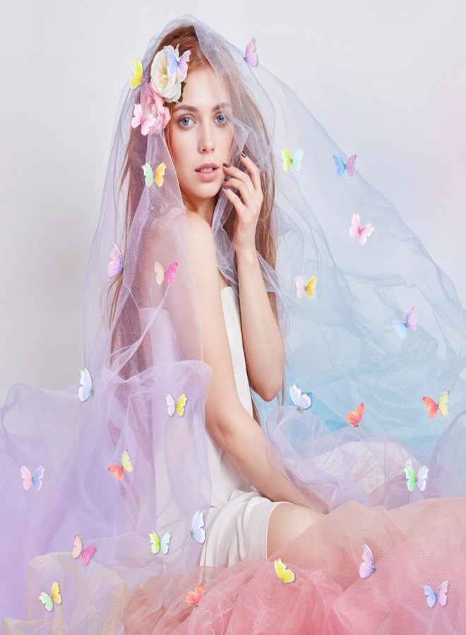 EupHHonycs 60 PCS Organza Butterflies for Crafts, 3D Fabric Butterfly Appliques, 2 Layers Butterfly for Crafts, Rhinestone Glitter Butterfly Embellishments, 3D Butterfly Decorations for Wedding, Party, And Home - Image 5