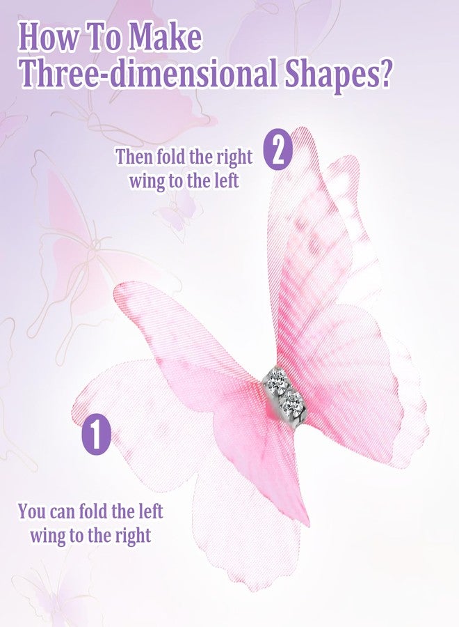 EupHHonycs 60 PCS Organza Butterflies for Crafts, 3D Fabric Butterfly Appliques, 2 Layers Butterfly for Crafts, Rhinestone Glitter Butterfly Embellishments, 3D Butterfly Decorations for Wedding, Party, And Home - Image 3