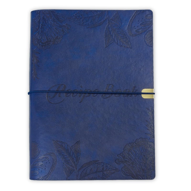 GoShambar Blank Recipe Book To Write In Your Own Recipes, Leather Recipe Notebook, Recipe Journal Hold 150 Recipes(Long Recipes & Short Recipes) (Dark blue) - Image 1