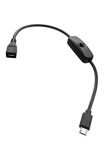 HomeSpot USB 2.0 to Short Micro USB Extension Cable Cord with Click Button Power On Off Compatible with Raspberry Pi Zero 3 Smartphone Tablet - Image 1
