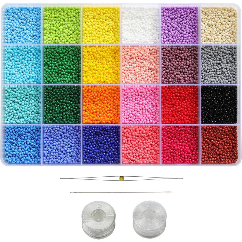 BALABEAD 2mm Size Almost Uniform Seed Beads About 20000pcs 12/0 Small Glass Seed Beads for Jewelry Making (About 850pcs/Color, 24 Colors) - Image 1