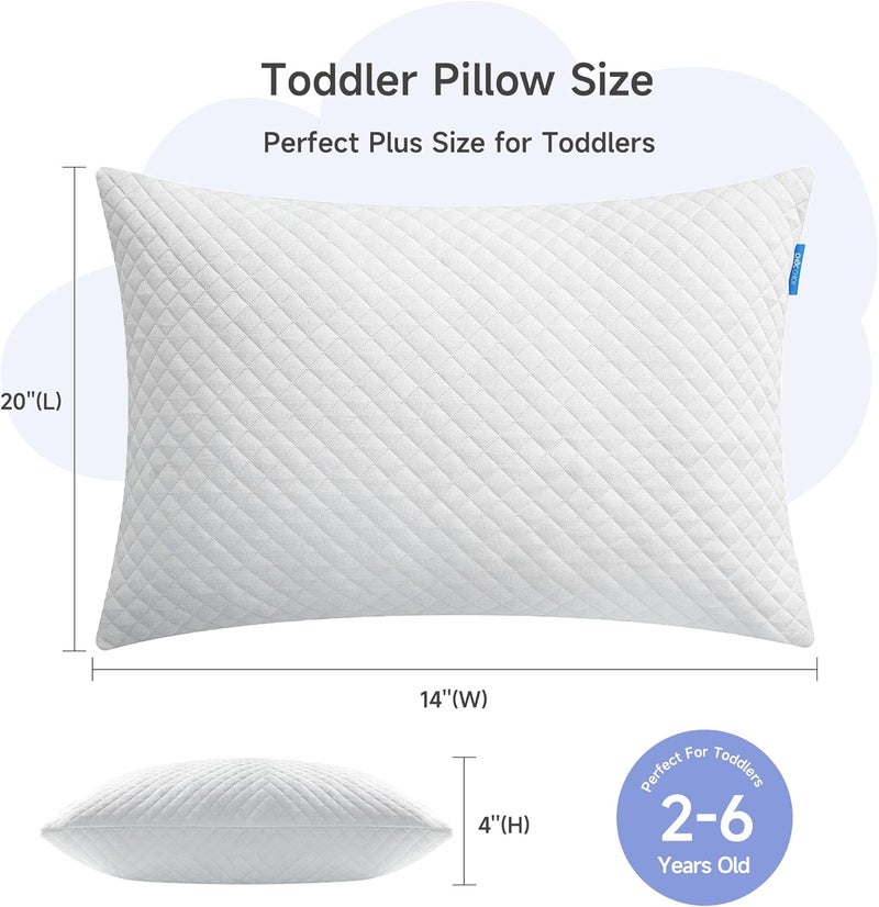 CHOC CHICK Memory Foam Toddler Pillow20X14 Kids Pillow with Machine Washable Comfortable Pillowcase Rayon Derived from BambooAdjustable Height Toddler Pillows for Sleeping 26 Years Old 1 White - Image 2