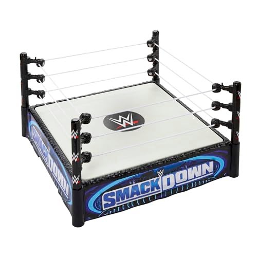 WWE Mattel WWE Superstar Ring, 14 inches with Spring-Loaded Mat, 4 Event Apron Stickers & Pro-Tension Ropes for WWE 6-inch Action Figures - Image 3
