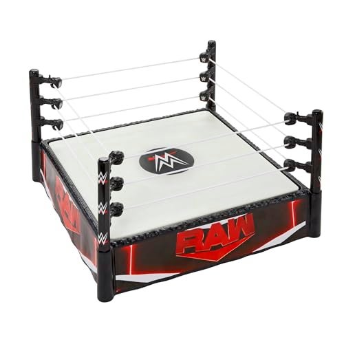 WWE Mattel WWE Superstar Ring, 14 inches with Spring-Loaded Mat, 4 Event Apron Stickers & Pro-Tension Ropes for WWE 6-inch Action Figures - Image 4