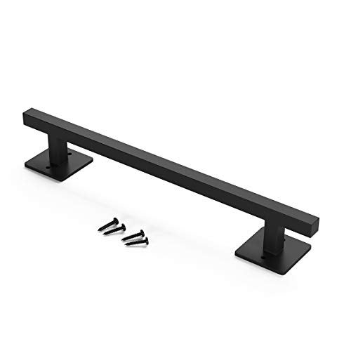 SMARTSTANDARD 12” Antique Rustic Handmade Barn Door Handle, Black Flush Square Base Handle Pull, for Gate, Garage, Sheds - Image 2