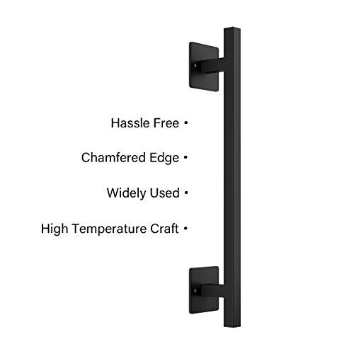 SMARTSTANDARD 12” Antique Rustic Handmade Barn Door Handle, Black Flush Square Base Handle Pull, for Gate, Garage, Sheds - Image 5