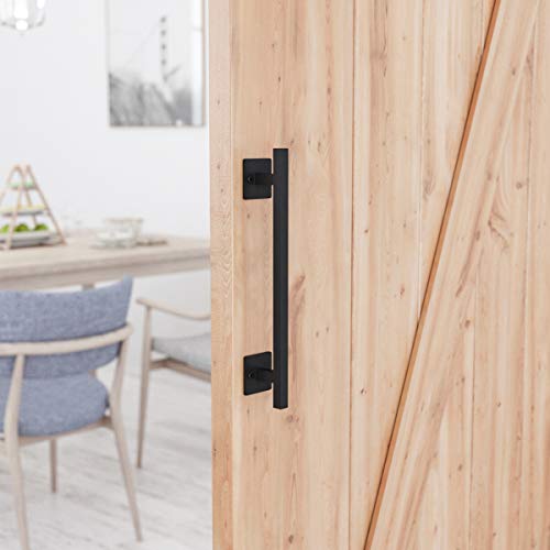 SMARTSTANDARD 12” Antique Rustic Handmade Barn Door Handle, Black Flush Square Base Handle Pull, for Gate, Garage, Sheds - Image 3