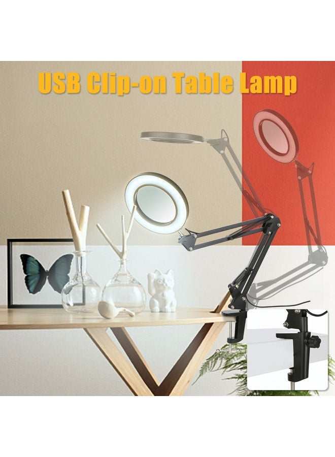 NIBEMINENT Flexible Clamp-On Table Lamp With Magnifier Swing Black 30x5x25centimeter - Image 4