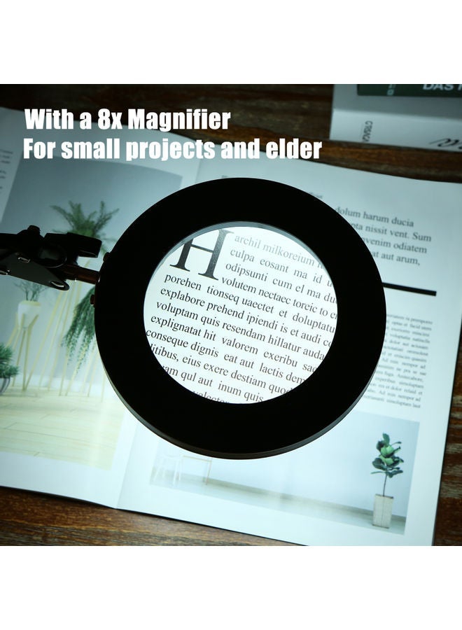 NIBEMINENT Flexible Clamp-On Table Lamp With Magnifier Swing Black 30x5x25centimeter - Image 3