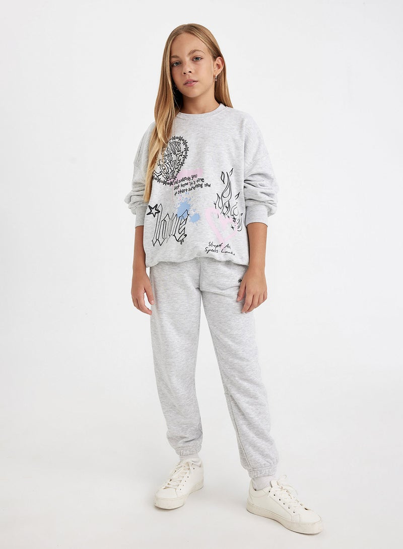 DeFacto Grey Oversized Fit Crew Neck Back Printed Sweatshirt  - Image 4