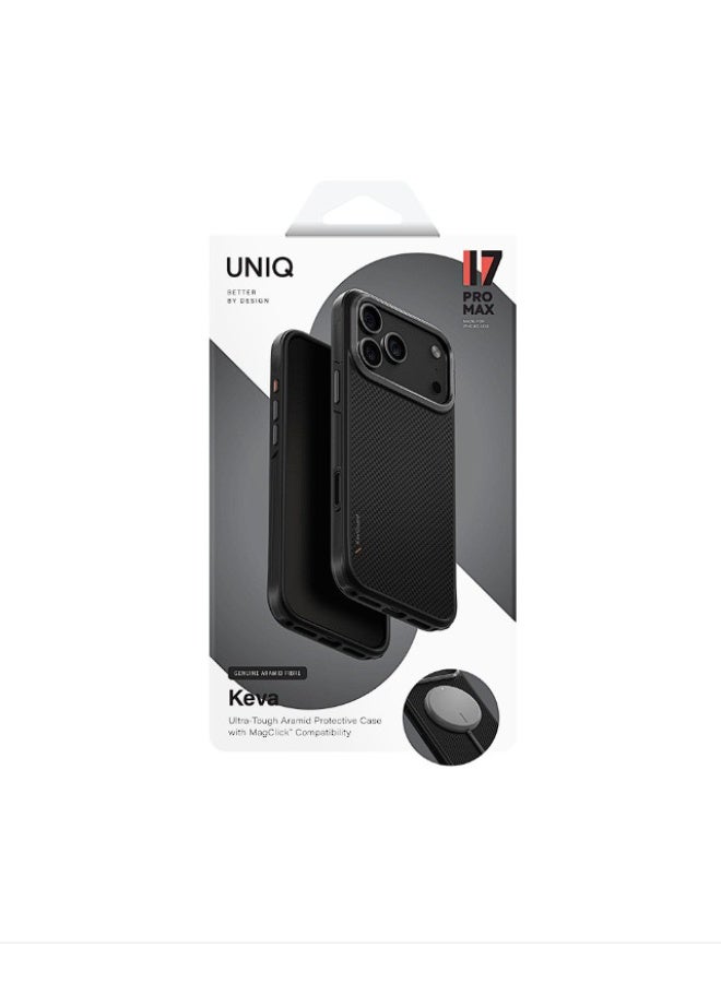 UNIQ KEVA Tough Aramid Fiber Case for iPhone 17 Pro Max (6.9 Inch) | Ultra-Slim & Lightweight | Shockproof Protective Cover | Premium Matte Finish | Carbon Black Carbon Black - Image 3