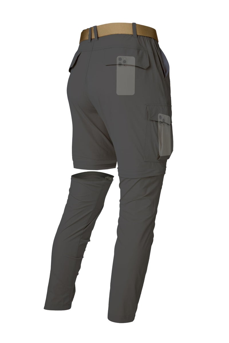 LINLANG EN Mens Hiking Pants Convertible Zip Off Cargo Pants Lightweight Waterproof Travel Fishing Climbing Camping Outdoor Work Pants for Men-Dark Grey-32-S - Image 1