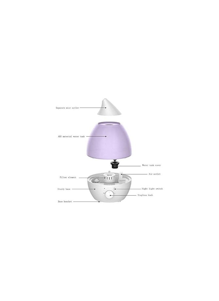 2.4L Electric Steam Diffuser with Fresh Clean Scent - Improves the Health of Kids Playground, Bedroom, Office with Ultrasonic Water Humidifier Purification Filter with Night Light