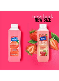Suave Suave Shampoo, Sun-Ripened Strawberry Family-Size - Energizing Shampoo with Strawberry Extract & Vitamin E, 22.5 Oz  - Image 3