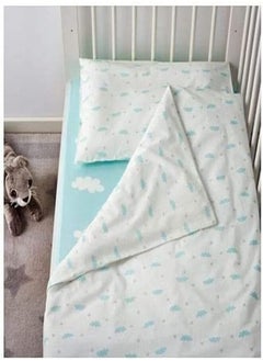 Generic Turquoise Blue Crib Bed Linen 3Pcs set 100% Cotton Himmelsk 