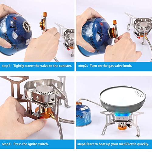 CLUEMART 3500W Foldable Camping Gas Stove with Piezo Ignition, Outdoor Windproof Portable Backpacking Stove Cooking with Carrying Case Box(3500W Upgrade) - Image 4