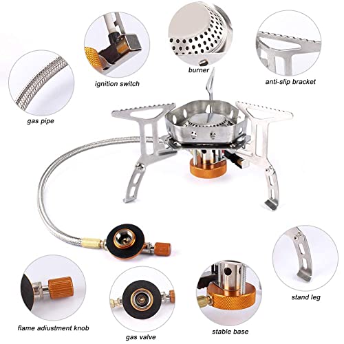 CLUEMART 3500W Foldable Camping Gas Stove with Piezo Ignition, Outdoor Windproof Portable Backpacking Stove Cooking with Carrying Case Box(3500W Upgrade) - Image 2