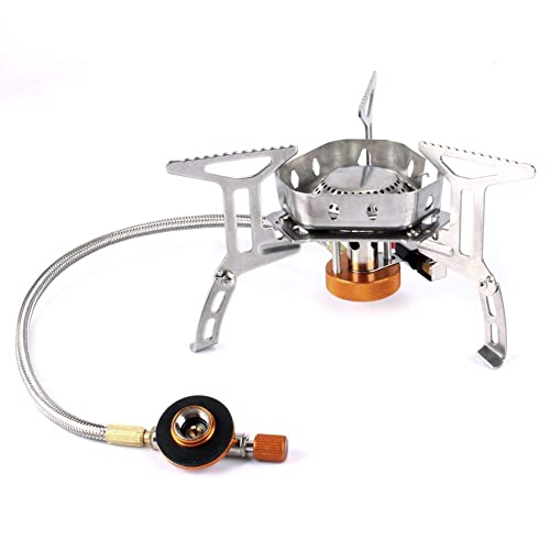 CLUEMART 3500W Foldable Camping Gas Stove with Piezo Ignition, Outdoor Windproof Portable Backpacking Stove Cooking with Carrying Case Box(3500W Upgrade) - Image 1