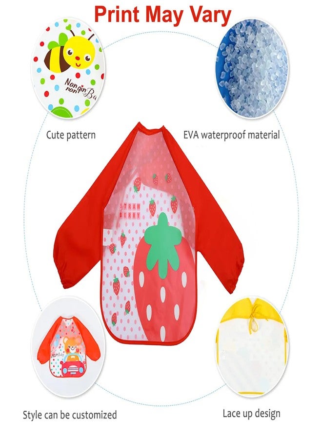 Sparkle Joy Full Sleeves Bibs for Baby Washable, Waterproof Apron with Tying Robe | Quick Dry Baby Bibs for Newborns/Infants/Toddlers/Babies (6-36months) (Pack of 1) (Print May Vary) (RED) - Image 2