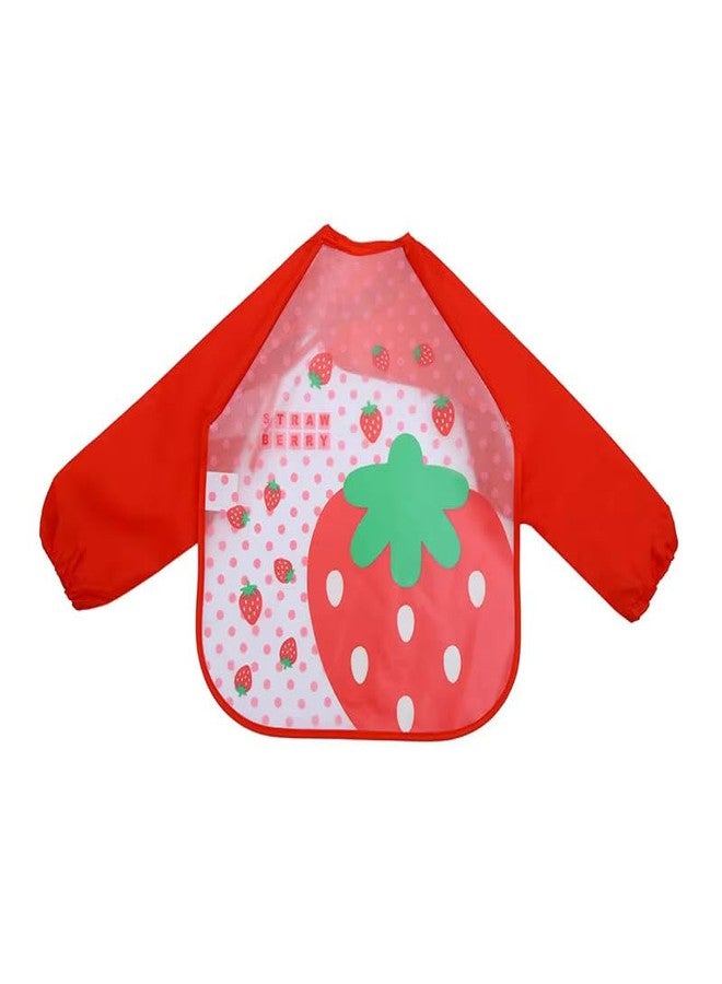 Sparkle Joy Full Sleeves Bibs for Baby Washable, Waterproof Apron with Tying Robe | Quick Dry Baby Bibs for Newborns/Infants/Toddlers/Babies (6-36months) (Pack of 1) (Print May Vary) (RED) - Image 1