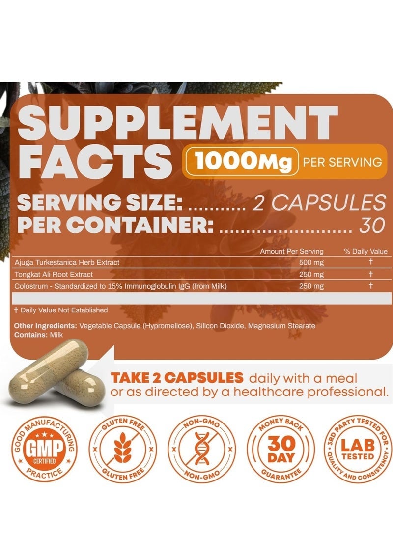 Peak Revival-X Turkesterone & Tongkat Ali 1000mg Supplement - 500mg Ajuga Turkestanica Per Serving Increase Stamina, Lean Muscle Growth & Recovery - (60 Capsules) - Image 5