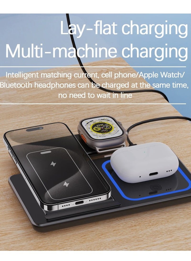 Foldable 15W 3-in-1 Wireless Charger for iPhone, AirPods, and Smart Watch – Magnetic, Multifunctional Charging Stand - Image 2