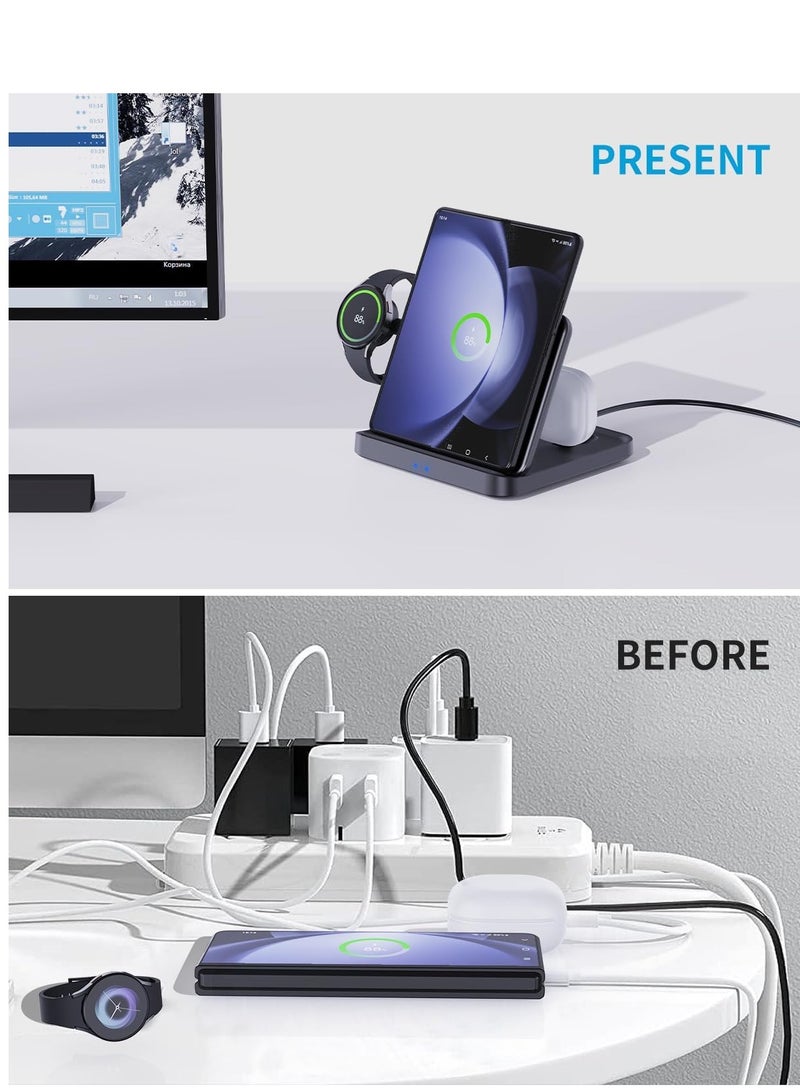 Foldable 15W 3-in-1 Wireless Charger for iPhone, AirPods, and Smart Watch – Magnetic, Multifunctional Charging Stand - Image 3