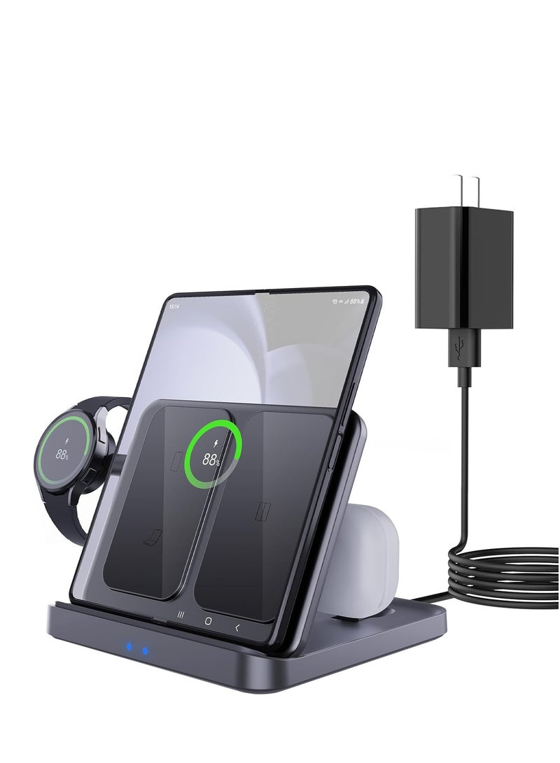 Foldable 15W 3-in-1 Wireless Charger for iPhone, AirPods, and Smart Watch – Magnetic, Multifunctional Charging Stand - Image 1