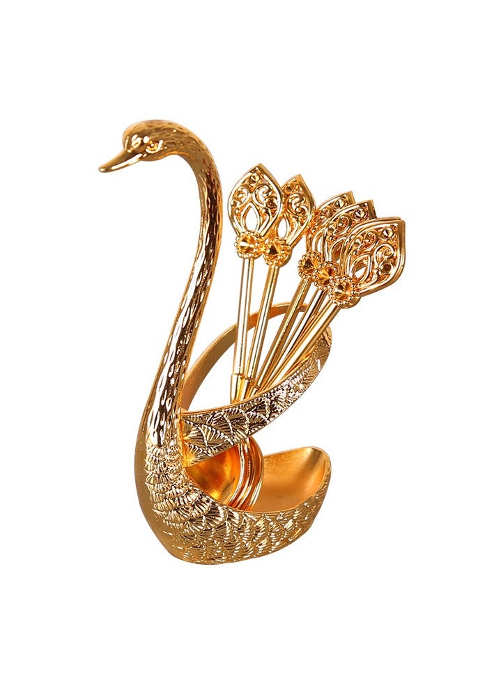 general Swan Fruit Fork Storage Kitchen Fashion Creative Metal Craft Tableware Silver Swan Spoon Set - Image 1
