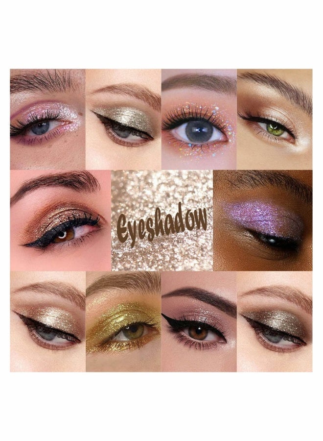 Generic Waterproof Colorful Liquid Glitter Eyeshadow & Eyeliner Set - 10Pcs Long-Lasting Sparkle Makeup for Stunning Eyes  - Image 4