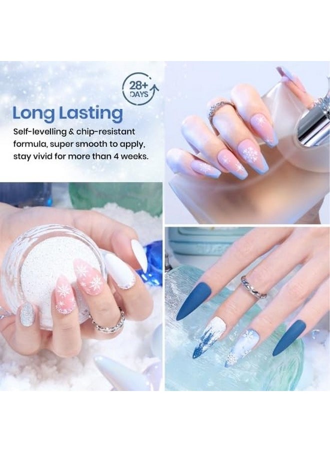 beetles Gel Polish - Beetles Gel Nail Polish Set 6Pcs: Winter Blue Green Dark Blue Glitter Teal Navy Teal Jewel Tones Sparkle Gel Nail Soak Off UV DIY Manicure Christmas Gift for Girls Women - Image 1
