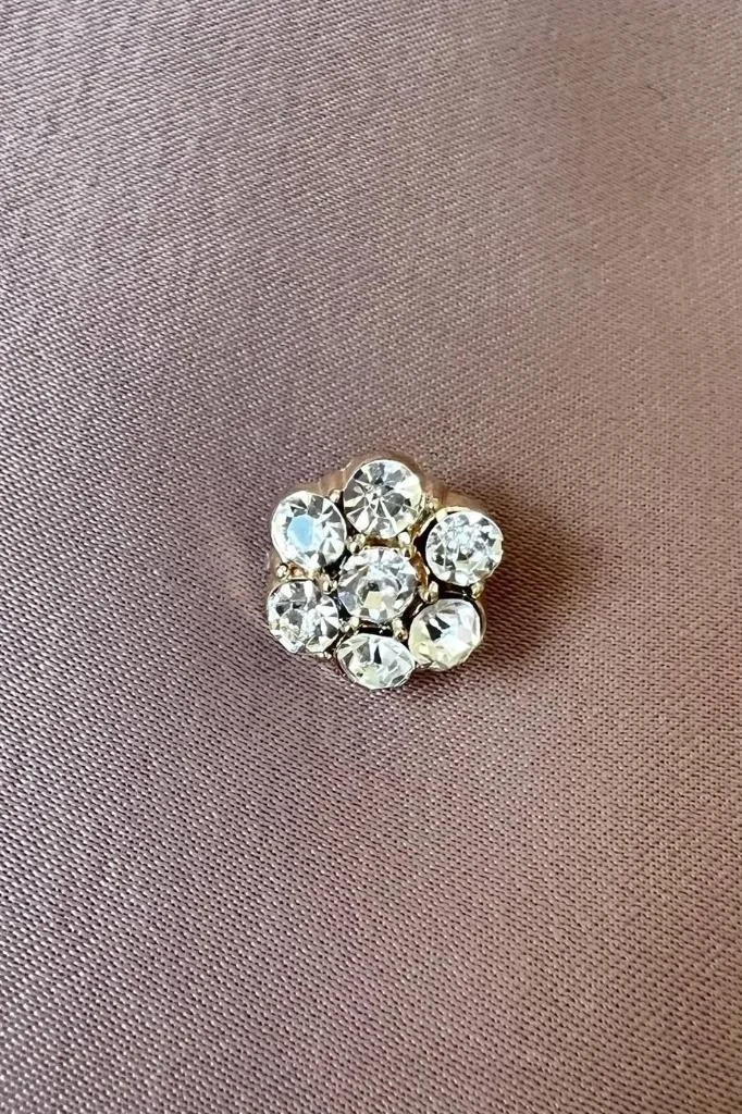 Ritnice Papatya Set of 3 Gold Metal with Stone Button 1.4 cm