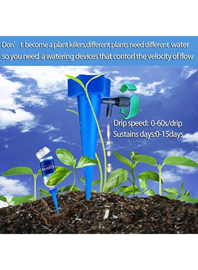 Generic Plant Self Watering Spikes Indoor Outdoor Plastic Bottle Garden Plant Drip Irrigation Automatic Device Spike System Plants Watering Bulbs Globes with Drip Adjustable Control Valve 12 Pack - Image 2