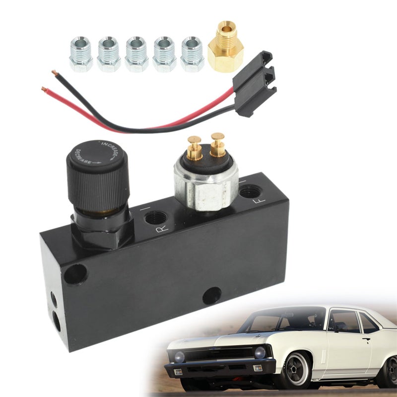SEBLAFF Black Adjustable Proportioning Valve Distribution Block with Fittings Light Switch Wiring Pigtail for 316 Brake Line - Image 2