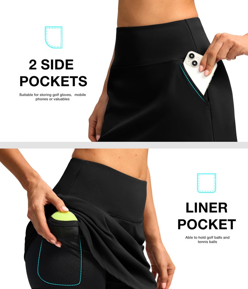 SANTINY Golf Skirts for Women Tennis Skirt High Waisted Skorts for Woman Athletic Pickleball Casual Skort with Pockets(Black_M) - Image 4