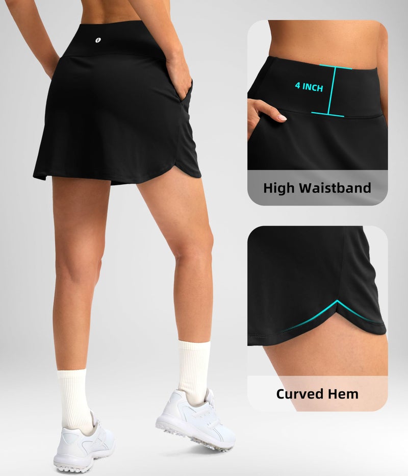 SANTINY Golf Skirts for Women Tennis Skirt High Waisted Skorts for Woman Athletic Pickleball Casual Skort with Pockets(Black_M) - Image 3