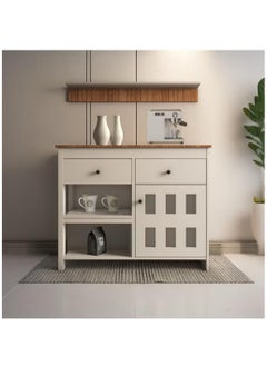 EXPERT Multipurpose Sideboard and Buffet Table for Kitchen and Living Room, Kitchen and Dining Room Console Cabinet, Large Kitchen Storage Cabinet with 2 Drawers, 2 Cabinets, 2 Shelves and High Hanging Shelf - White  - Image 4