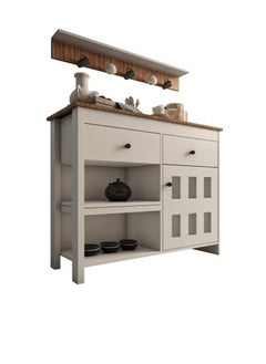 EXPERT Multipurpose Sideboard and Buffet Table for Kitchen and Living Room, Kitchen and Dining Room Console Cabinet, Large Kitchen Storage Cabinet with 2 Drawers, 2 Cabinets, 2 Shelves and High Hanging Shelf - White  - Image 2