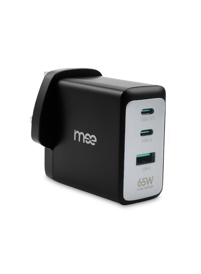 IMEE PLUS 65W Fast Charging Adapter – 2PD + QC3.0 USB Charger, Supports Laptop Charging, GaN Technology, 3 USB Ports (USB-C1, USB-C2, USB-A), Over-Current, Over-Heat, and Short-Circuit Protection – Travel-Friendly, Compact Design - Image 3
