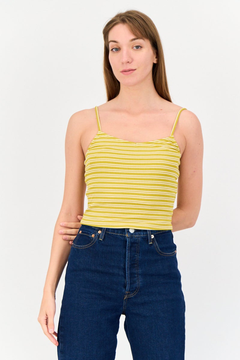 ONLY Women Sweetheart Neck Sleeveless Stripe Print Tank Top, Multicolor  - Image 1