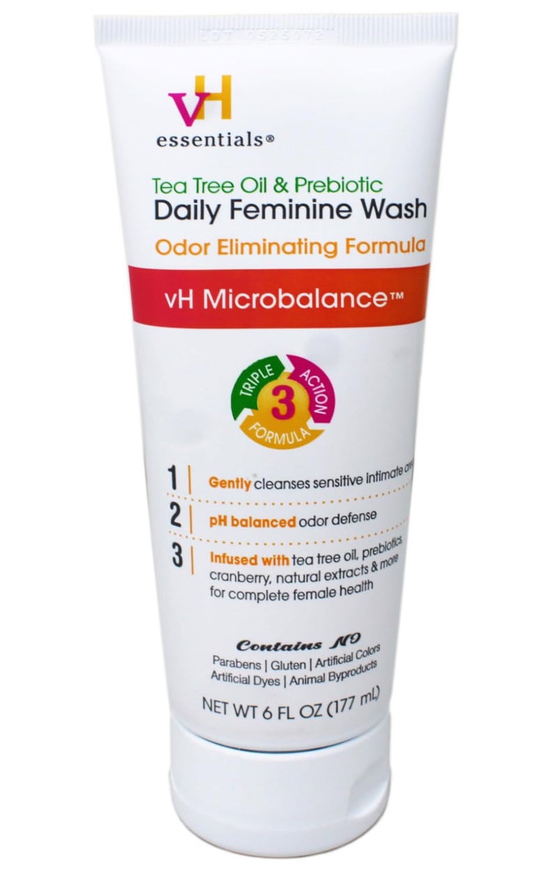 vH essentials Intimate Feminine Wash, pH Balanced with Tea Tree Oil, Cranberry, Prebiotics Odor Eliminating Formula, 6 FL OZ - 3 Pack - Image 2