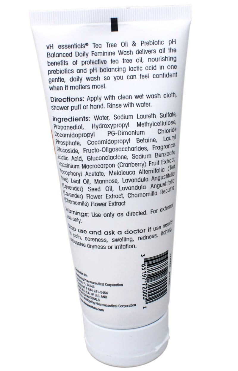 vH essentials Intimate Feminine Wash, pH Balanced with Tea Tree Oil, Cranberry, Prebiotics Odor Eliminating Formula, 6 FL OZ - 3 Pack - Image 3